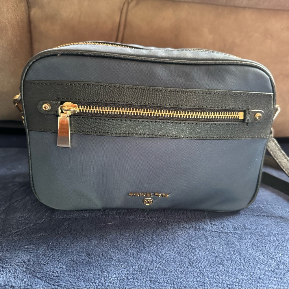 Michael Kors Jet Set Charm Navy Nylon Camera Crossbody Bag